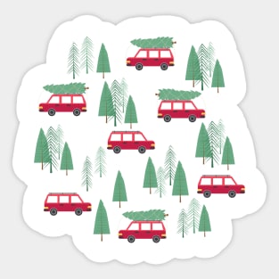 Christmas Tree Station Wagon Headed Home Sticker